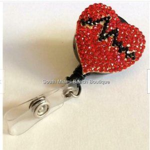Medical EKG Heart Badge Holder Lanyard Nursing Doctor Gift ID Retractable Reel